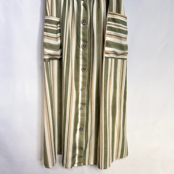 NAIF Striped Midi Dress with Button Detail, Women’s Large - Picture 6 of 9